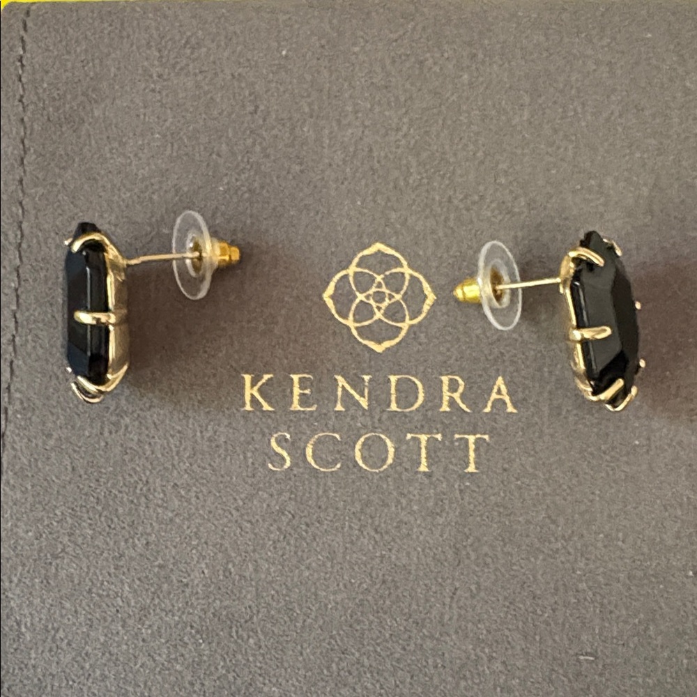 Kendra Scott Gold Morgan Stud Earrings in Black Agate - Picture 6 of 12